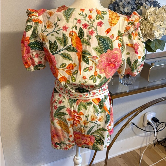 Farm Rio Romper with a detachable beaded belt sz xL - Picture 5 of 5